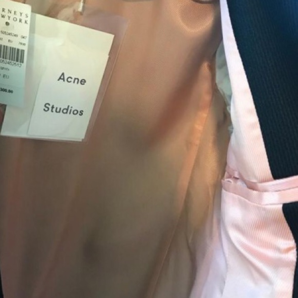 Acne Studios Pink Silk Lined Black Coat - Picture 5 of 7